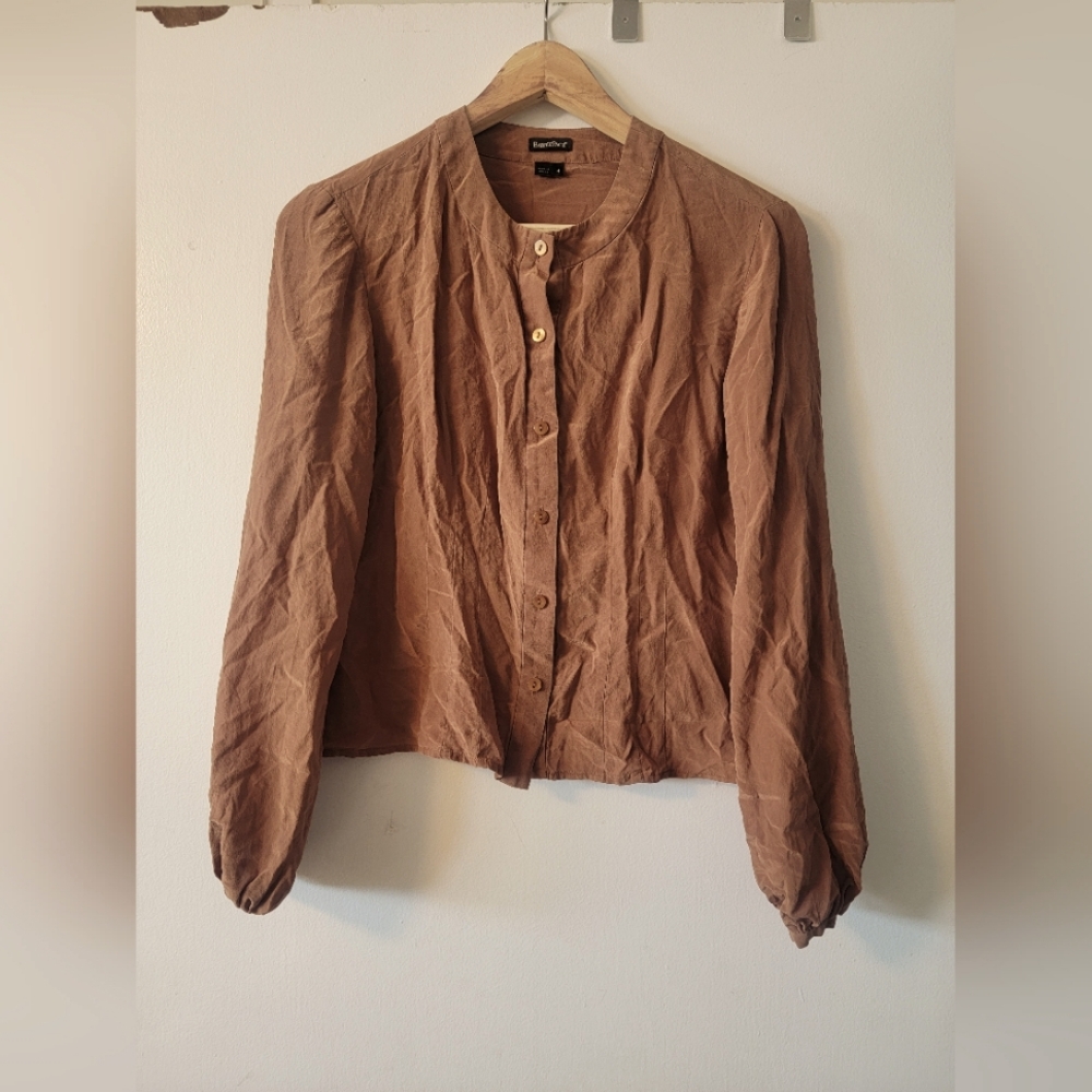 Collarless Button Up Blouse